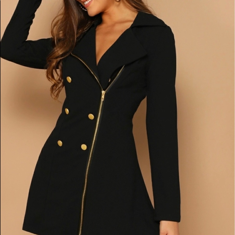 SHEIN Double breasted assymetrical zip up dress